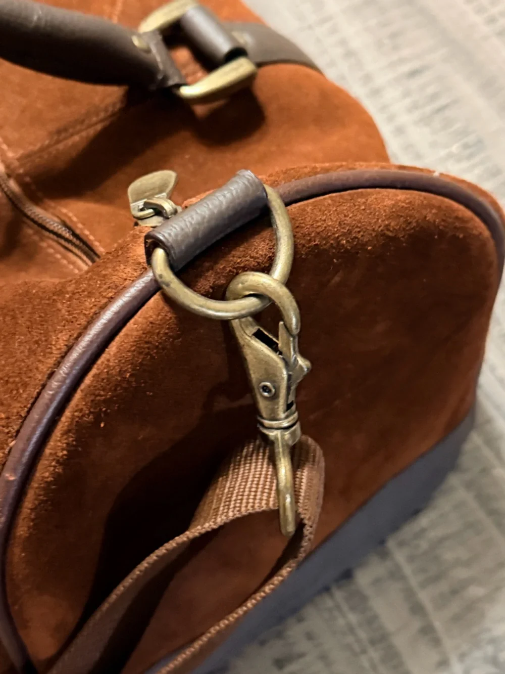 2003 Marlboro Grit Gear Suede Duffel Bag in Chestnut and Dark Brown